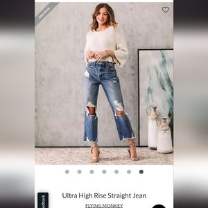 Flying Monkey  Ultra High Rise Wide Leg Cropped Jean